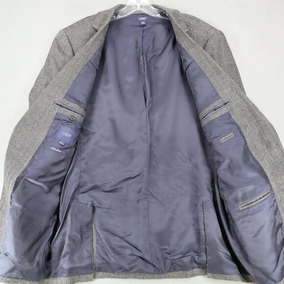 J Crew Ludlow 100% Linen Herringbone Blazer Sport Coat Jacket Mens 42L Long - Picture 2 of 12